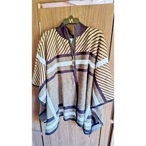 Nwot ANNE KLEIN Women’s Size 3X Brown/Black/White  Zip Front Poncho‎